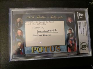 2018 Historic Autographs Potus Josephus Daniels Cabinet Cut Auto Beckett Auth.