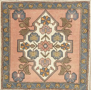 Oushak Oriental Wool Area Rug Hand - Knotted Geometric Square 2x2 Turkish Carpet