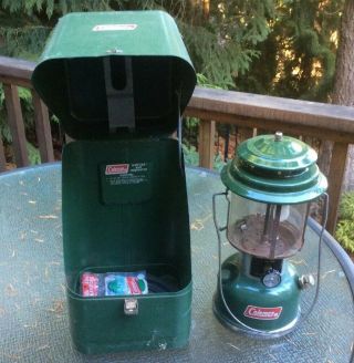 Coleman White Gas Lantern 220h With Metal Case,  Dated 4 - 75