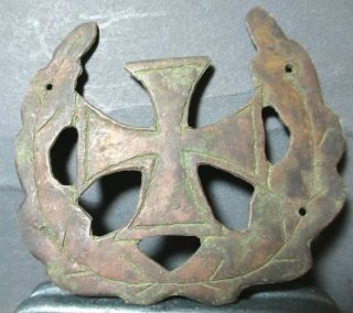 German Ww1 Trench Art Brass Iron Cross With Oak Leaves