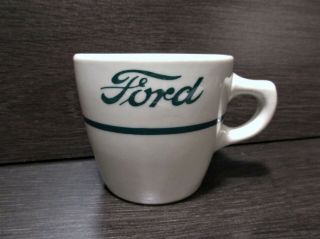 Vtg Ford Motor Company Green Script Coffee Cup Mug Shenango China Cafeteria Ware