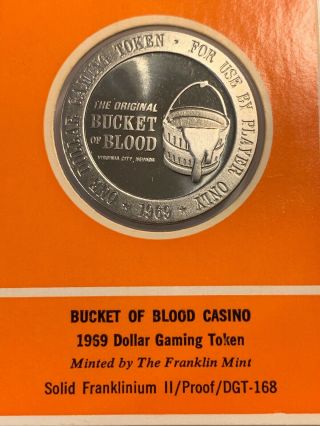 1969 Franklin Bucket Of Blood $1 Token Proof Casino Chip Virginia City Nv