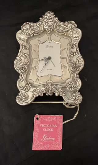 Gorham Cyma Vintage Sterling Silver Desktop Alarm Clock Decorative With Tag (11