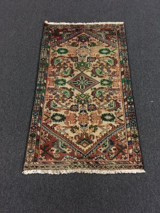 On Semi Antique Hand Knotted Persian Area Rug Geometric Carpet 2’3”x3’11”