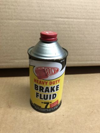 Vintage Nos 1970’s Dupont Brake Fluid Can 12 Fl.  Oz Domed Top Can Collector Usa