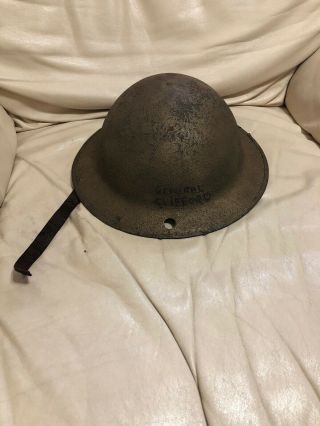 Vintage 1917 Ww 1 U.  S.  Army Infantry Doughboy Helmet With Strap - Yj Version