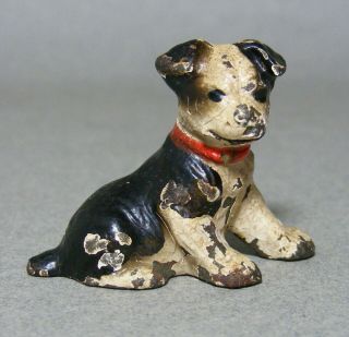 Vintage Cast Iron Mini Hubley Boston Terrier Dog Place Card Holder