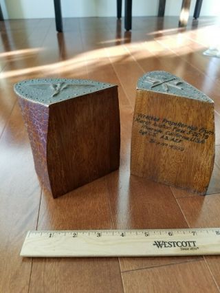 1919 Wwi Crashed Airplane Propeller Bookends Trench Art Riverside California