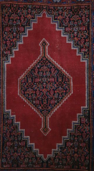 Small Antique Bijar Kurdish Handknotted Oriental Rug Natural Dyes C 1910