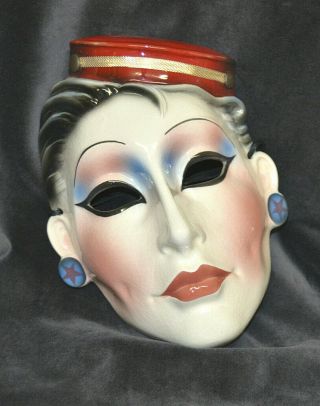 Vintage About Face Bell Hop Bell Boy Clay Art Ceramic Wall Decor Mask