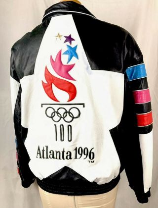 Vintage 100 Atlanta 1996 Olympics Memorabilia Olympic Games Leather Jacket Coat