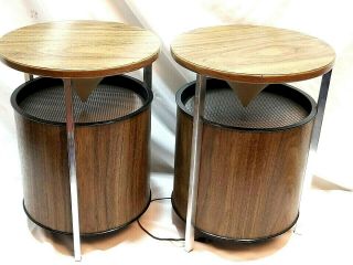 Vintage Pair 2 Mid - Century Zenith Circle Of Sound Stereo Speakers