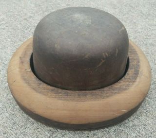 Antique Vintage 2 Piece Wood Block Mold Hat Making Form Size 7 1/2 Pep