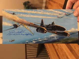 P - 51 Pilot Joe Peterburs Signed Me - 262 Art Scene Photo - Shot Down Walter Schuck