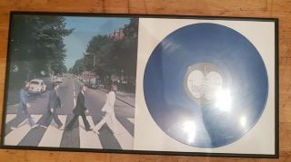 Rare Blue Vinyl Lp Beatles - Abbey Road Framed