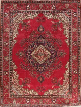 Vintage Floral Oriental Area Rug Wool Hand - Knotted Living Room Red Carpet 10x13