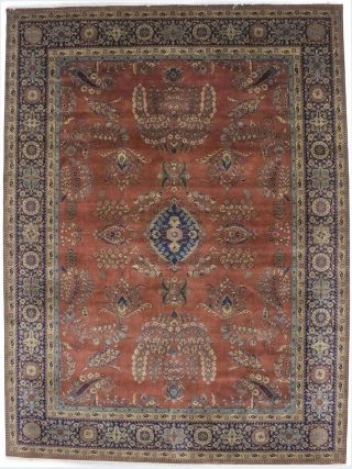 Rust One - Of - A - Kind Traditional Classic Lilian 9x12 Oriental Area Rug Carpet