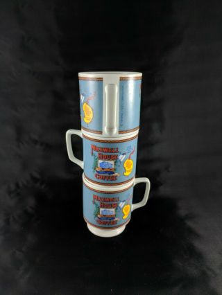 Set Of 3 Vintage Maxwell House Coffee Cups Mugs On Pedestal Footed 1970 