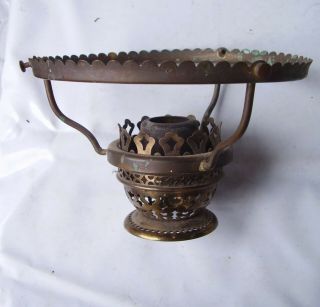 Antique Canchester Oil Lamp Burner With 5 " Shade Ring Parts