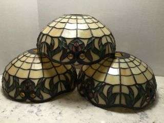 Set Of 3 Tiffany Style Stained Glass Light Lamp Shade