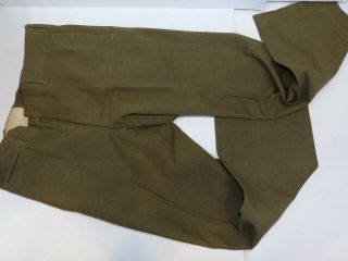 Ww2 Us Army Gi M - 1937 Od Wool Serge Trousers 34 X 31