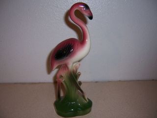 Antique Vtg 9.  5 " Pottery Flamingo Bird Figurine