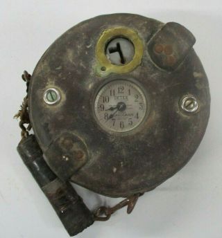 Vintage Detex Corp.  Guardsman Clock With Leather Case - No Key
