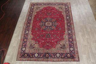 Vintage Floral Traditional Oriental Area Rug Wool Hand Knotted Carpet 8x11 2
