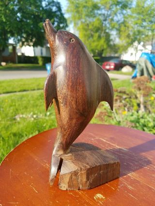 Indigenous Seri Ironwood Dolphin Sculpture Vintage Hand - Made Carving