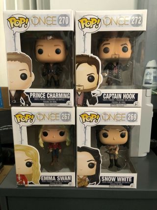 Funko Pop Once Upon A Time Set - Emma Swan,  Captain Hook,  Snow White,  Charming