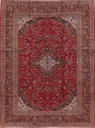 Vintage Floral Traditional Area Rug Wool Hand - Knotted Oriental Carpet 10x13 Red