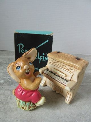Old Vintage Pendelfin The Thumper & Piano Rabbit Figurines England