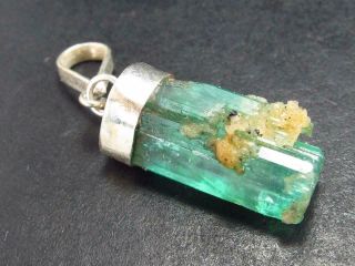 Gem Emerald Crystal Silver Pendant From Colombia - 1.  1 "