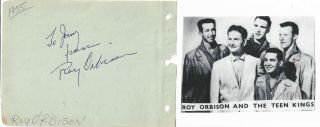 Roy Orbison - Vintage In Person Hand Signed/inscribed Page With Image.