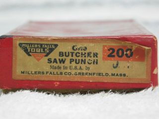 Vintage rare untouched boxed MILLERS FALLS No 200 butcher saw punch 2
