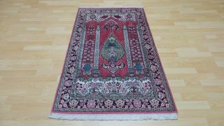 Kashmir Oriental Prayer Carpet Rug Hand Made Antique Mirhab 4ft 10 X 2ft 11 "