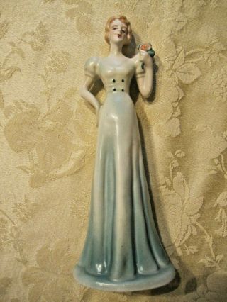 Vintage Porcelain Lady Woman Figurine Rose Sewing Half Doll Face 1920 