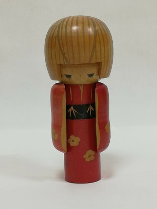 Vintage Wooden Japanese Kokeshi Doll Signed Cute 15.  5 ㎝ (6.  10 Inch)