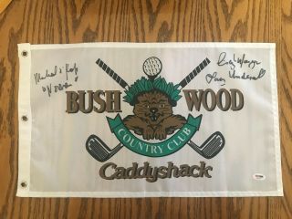 12 " By 21 " Caddyshack Movie Bushwood Golf Flag Signed By Noonan & Lacy Underall