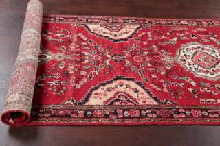 Vintage Floral Bakhtiari 10 Ft Red Runner Rug Wool Hand - Knotted Carpet 3 