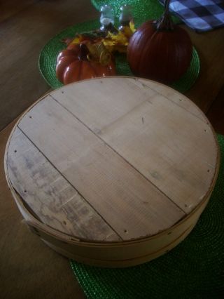 Round 11 " Wooden Cheese Box Bent Wood Storage Container Crate Decorative