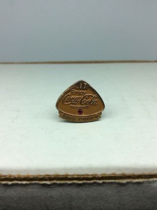 Vintage Coca Cola Gold Filled Employee 17 Year Safe Driver Service Pin W/ Ruby