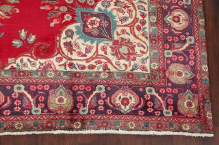 Vintage Geometric Red Kashmar Area Rug Wool Hand - Knotted Large Living Room 10x14