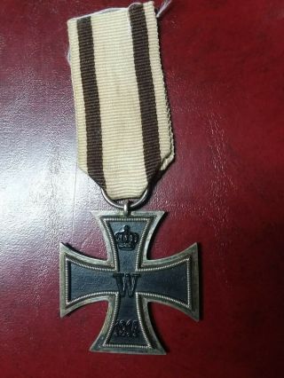Rare Ww1 German Iron Cross With Ribbon - 2nd Class Ek Ii 1914 - 1918