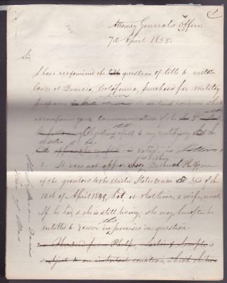 U.  S.  Attorney General Caleb Cushing (d.  1879) Signed 1855 Letter Franklin Pierce
