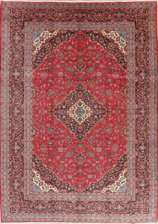Vintage Traditional Floral RED Area Rug Oriental Hand - Knotted Wool 10x13 2