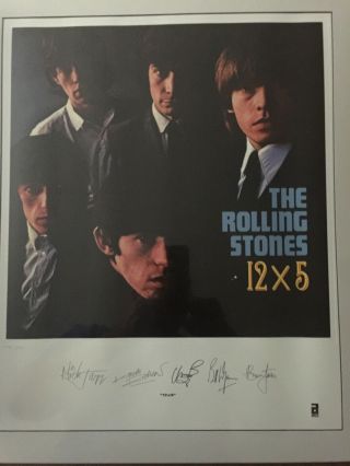 The Rolling Stones 12x5 Autograft Picture And Record Letter Of Authenticity