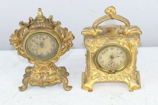Antique Cast Metal Or Brass Ornate Victorian Style Table Shelf Clock