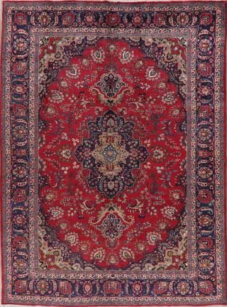 8x11 Vintage Red Traditional Floral Kashmar Oriental Area Rug Wool Hand - Knotted