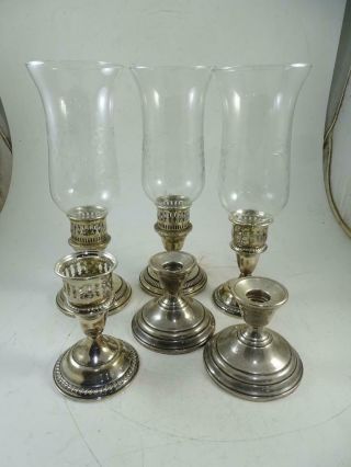 Vintage Sterling Silver Weighted Candlestick Candle Holder Set X6 Lamerie Old